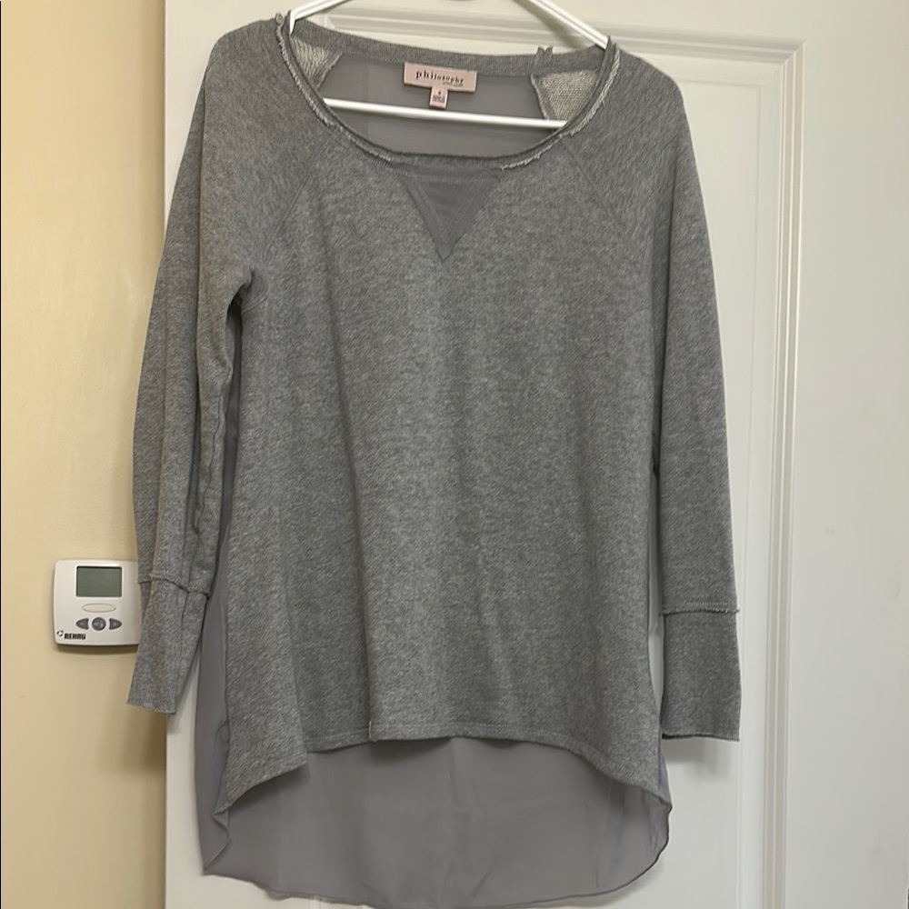 Philosophy Women's Gray Sweatshirt with Layered Hem